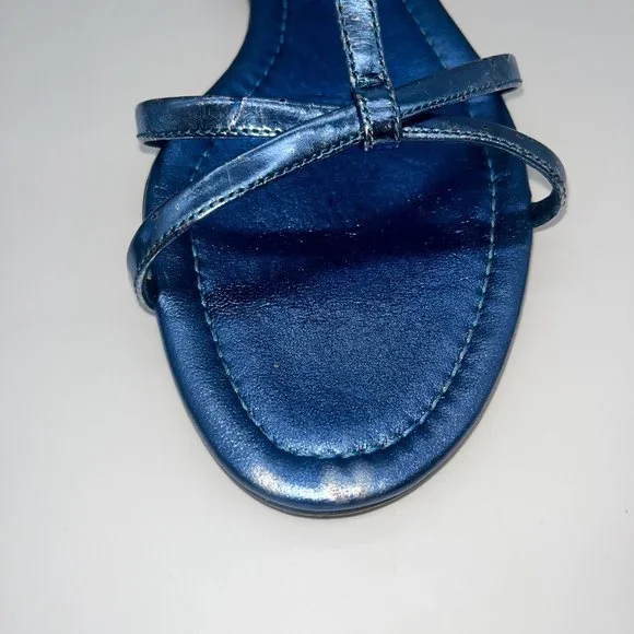 Prada Blue Metallic Sandals Size 7.5 - Picture 9 of 10